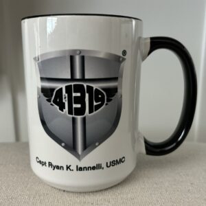 A coffee mug with the 4 3 1 9 logo on it.