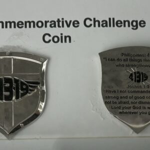 A metal shield with the words " 1 3 1 9 " on it.